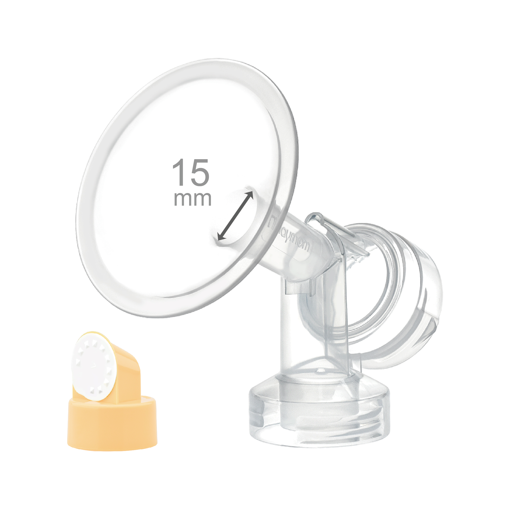 (image for) Maymom Breastshield (flange) with valve/membrane for Medela pumps, 15 mm, 1 pc; Narrow (Standard) Bottle Neck